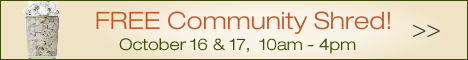 Free Community Shred October 16 & 17, 10 am to 4pm, at WestEdge Credit Union.